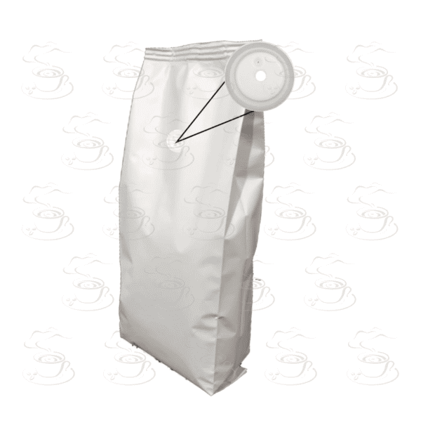 100 Bolsas para 250g de Cafe Blancas C/valvula Color Blanco Mate