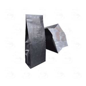 100 Bolsas para 250g Estampado de granos Negra para cafe Laminada Tricapa con fuelle