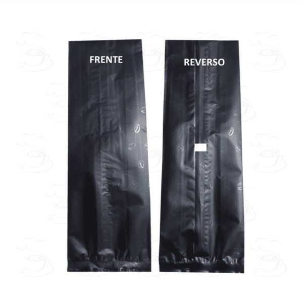 100 Bolsas para 250g Estampado de granos Negra para cafe Laminada Tricapa con fuelle - Imagen 4