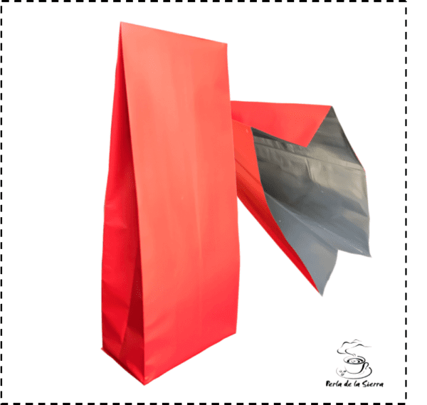 100 Bolsas Rojas para 250g de Café trilaminada Rojo Mate Lisa Termosellable