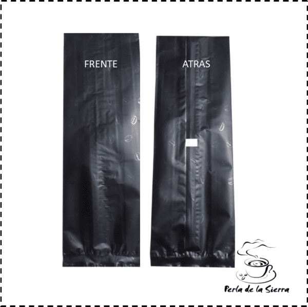 100 Bolsas para 1kg Estampado de granos Negra para cafe Laminada Tricapa sin valvula - Imagen 4