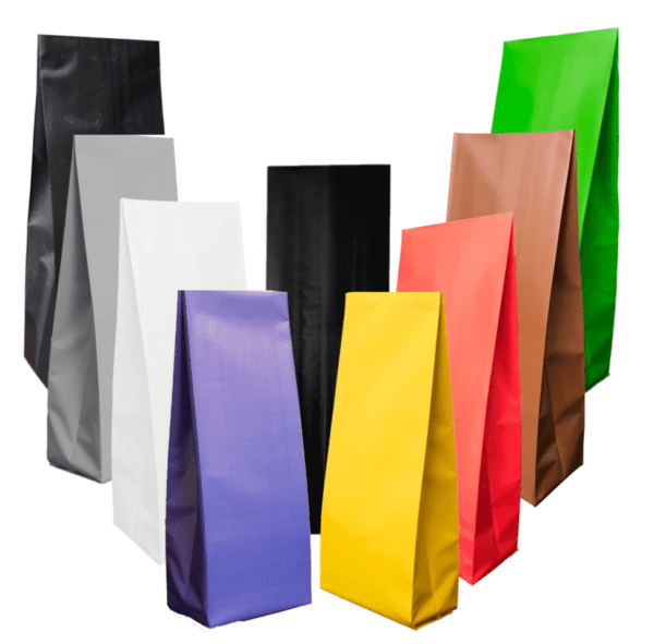100 Bolsas para 500g de cafe Colores a elegir Acabado Mate Tricapa sin valvula