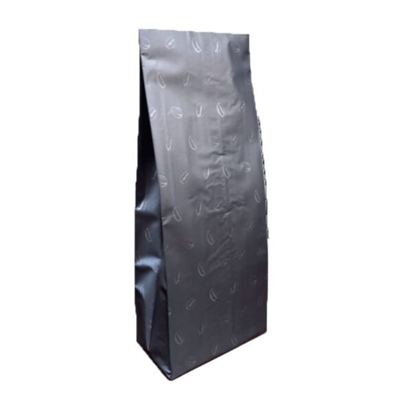100 Bolsas para 1kg de Cafe Estampado de granos Negra Laminada Tricapa sin valvula 14+6x38cm - Imagen 2