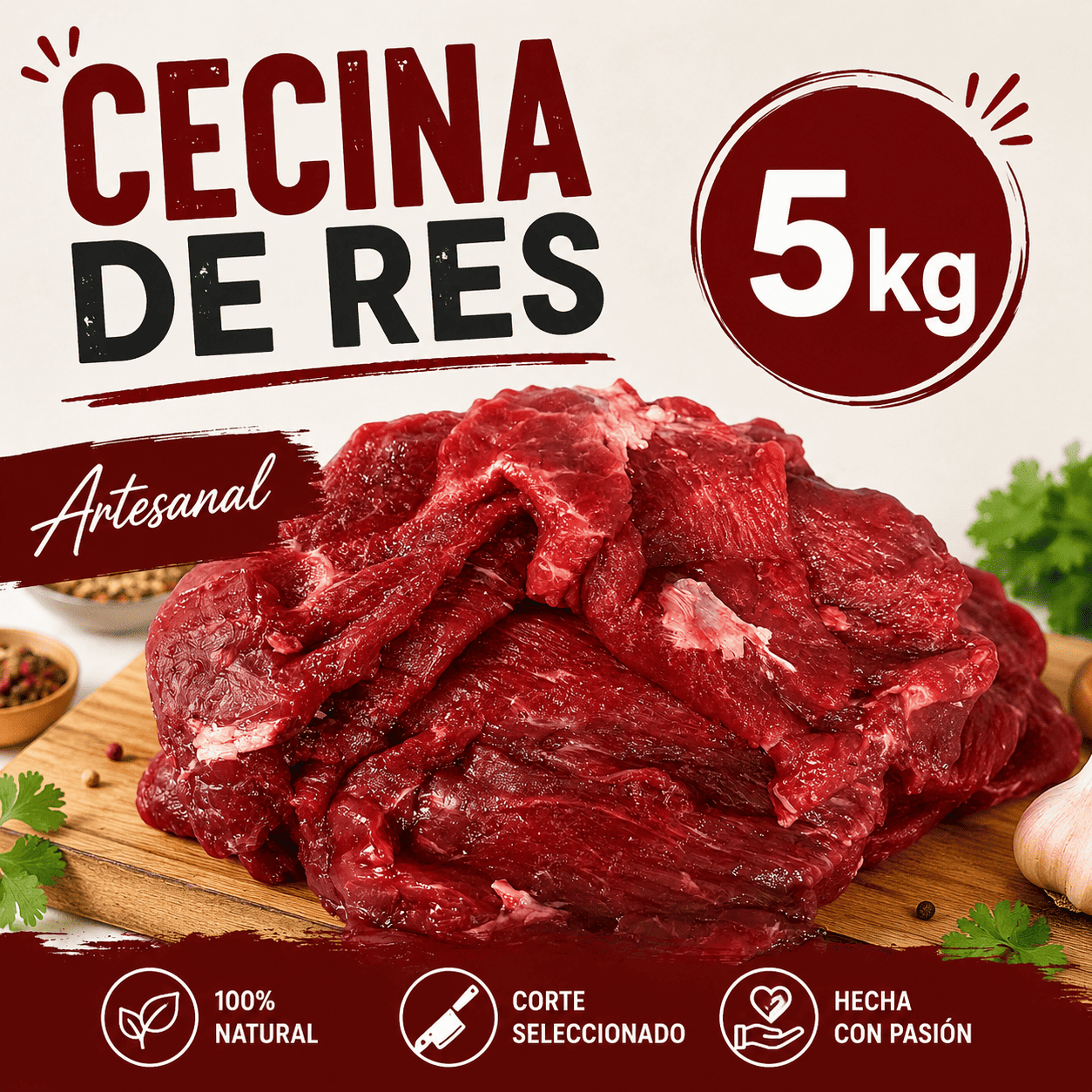 5kg de Cecina Artesanal Perla de la Sierra empaquetado al alto vacío